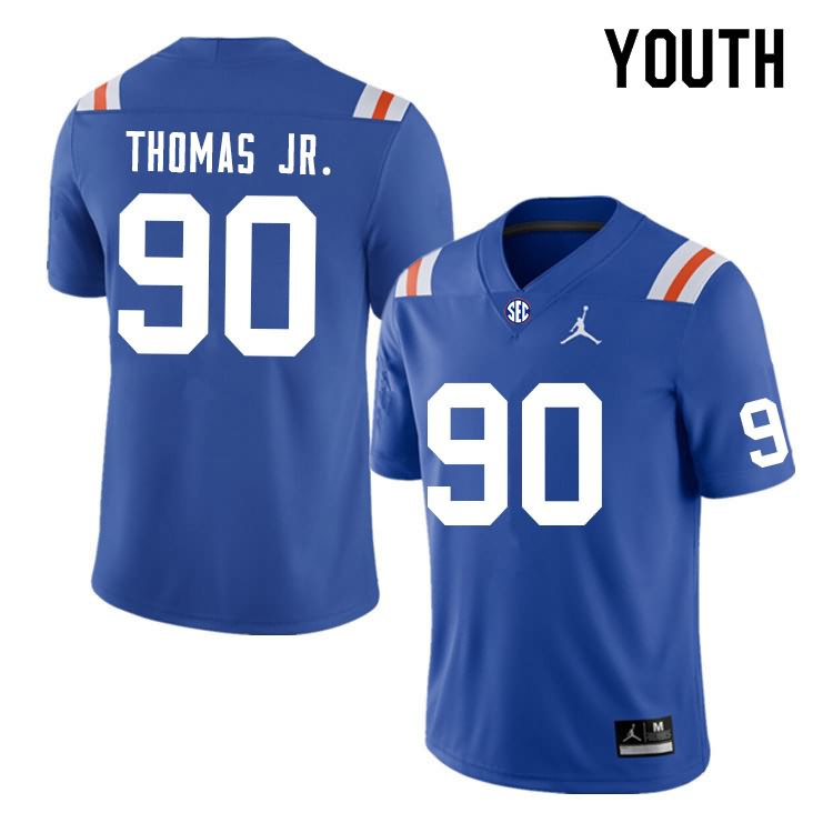 Youth NCAA Florida Gators Chris Thomas Jr. #90 Stitched Authentic Nike Blue Throwback College Football Jersey HRV3265QV